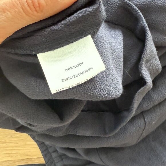 Womens Pants EILEEN FISHER navy rayon stretch elastic waist pull on Wide Small S - Picture 5 of 5